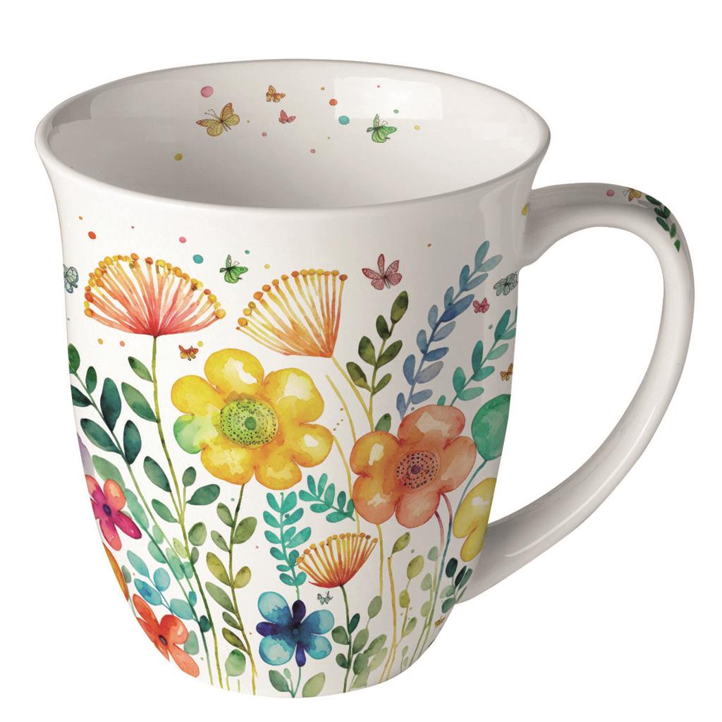 MUG PORCELLANA 0.4lts MOD.VIBRANT SPRING WHITE AMBIENTE (1 UD)