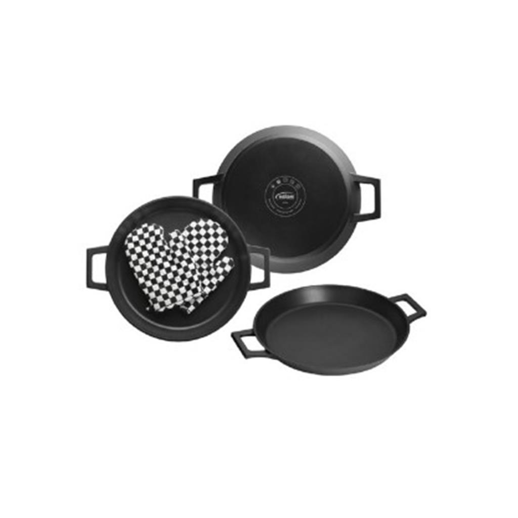 PAELLERA ABSOLUT BLACK + 2 MANOPLES TPT TIPUS DE CUINA 32CM (1 UD)