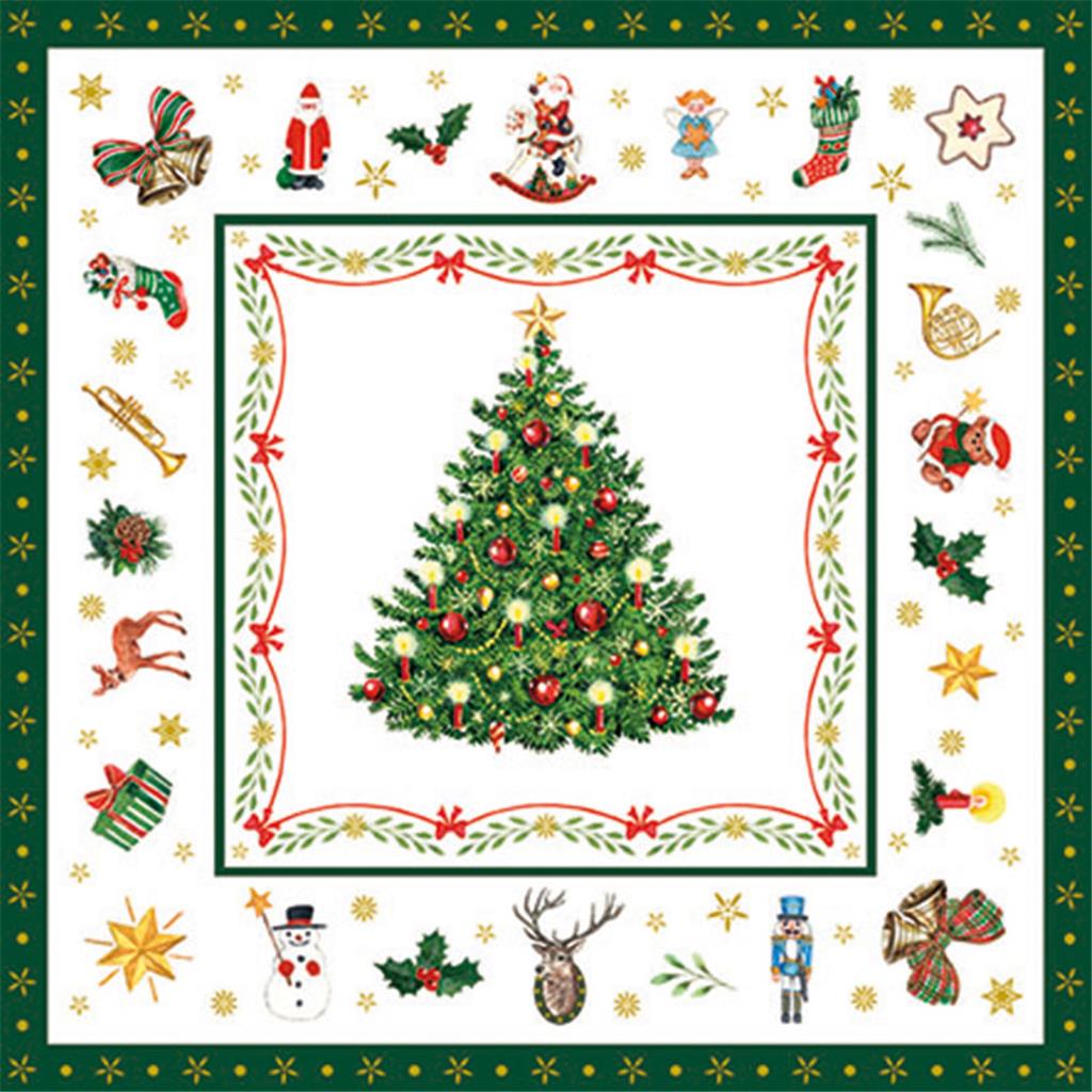 PAQUET DE TOVALLONS DE PAPER 33x33cm SERIE CHRISTMAS EVERGREEN BLANQUES (1 PQ)