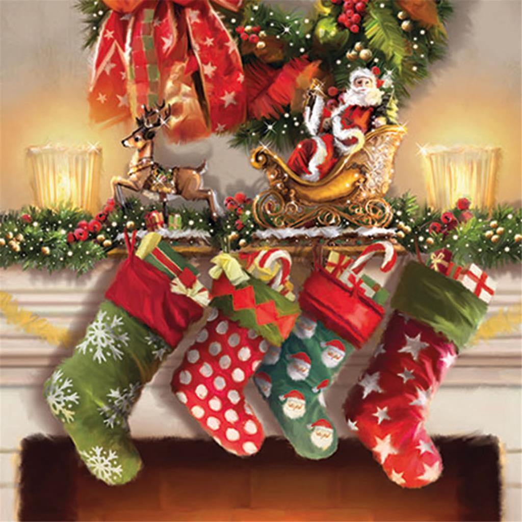PAQUET DE TOVALLONS DE PAPER 33x33cm SERIE HANGING STOCKINGS (1 PQ)