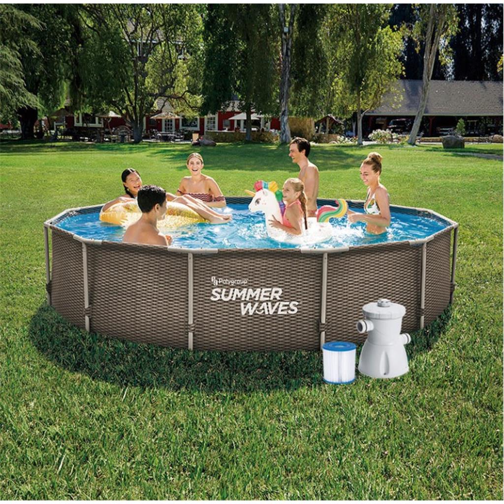 PISCINA TUBULAR SUMMER WAVES IMITACIO ROTANG Diam.366xh76cm + DEPURADORA (1 UD)