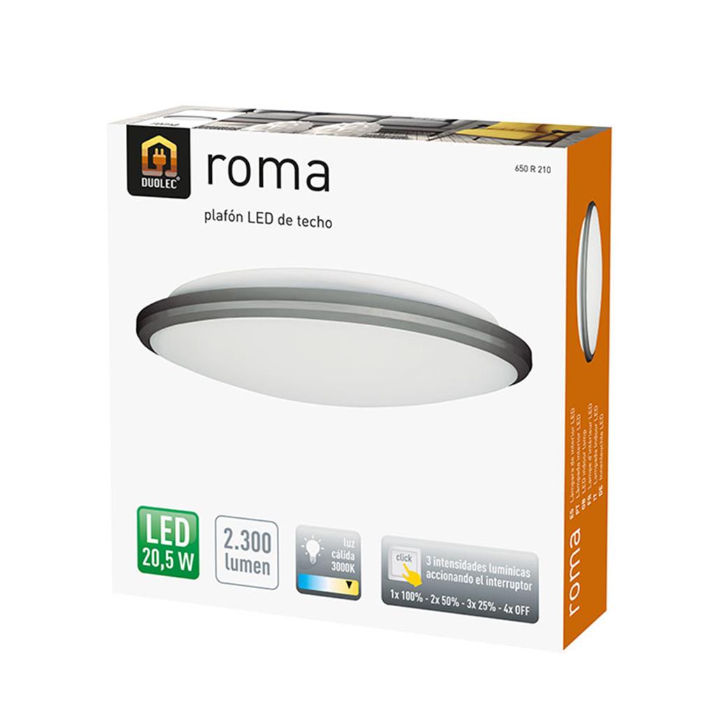 PLAFO LED DUOLEC MOD.ROMA 20,5W 2.300 lumens 3 niveles intensidad 3000K (1 UD)