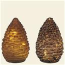 PINYA VIDRE COLOR GROC TRANSPARENT/MATE 10 LED PILES H15xD10cm DECO HOME & GARDEN (1 UD)