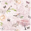 PAQUET 20 TOVALLONS PAPER 33x33cm MOD.BIRDS AND BUTTERFLIES PINK AMBIENTE (1 PQ)