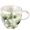 TASSA DOUBLE-WALLED GLASS MOD.JUNGLE LEAVES WHITE AMBIENTE (1 UD)
