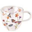 TASSA DOUBLE-WALLED GLASS MOD.BUTTERFLY GARDEN WHITE AMBIENTE (1 UD)