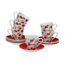 JOC 6 TASSES CAFE AMB PLAT MOD.CHERRIES VERSA (1 JC)