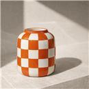 GERRO QUADRES TARONJA/BLANC Diam.10xh12cm FOIMPEX (1 UD)