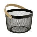 CISTELLA DE BANY RODONA NEGRA AMB ANSA DE BAMB&Uacute;. WENKO (1 UD)