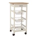 CARRET AUXILIAR FUSTA BLANCA AMB RODES I CISTELLS 37x37xh76cm (1 UD)