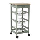 CARRO FUSTA AUXILIAR PER CUINA COLOR VERD 37x37x76 cm. (1 UD)