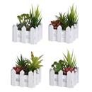 JARDINERA DE FUSTA AMB PLANTA ARTIFICIAL 10x10x15cm. (1 UD)